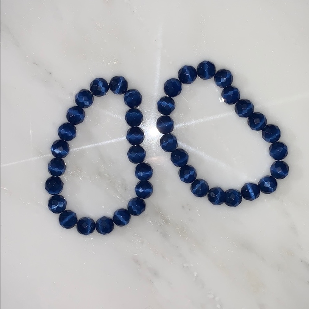Natural Blue Lapis Stretch Bracelets - Picture 2 of 2